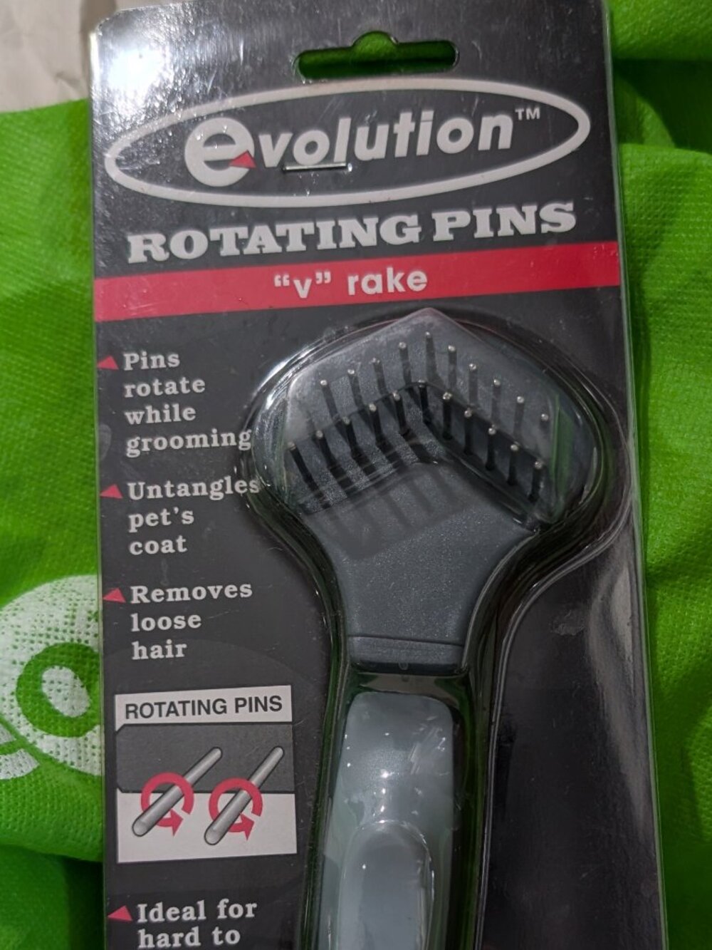 Dog Grooming Rotating Pin Rake - Gray